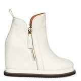 Saint Solange white Leather Inner Wedge Heel Ankle Boots