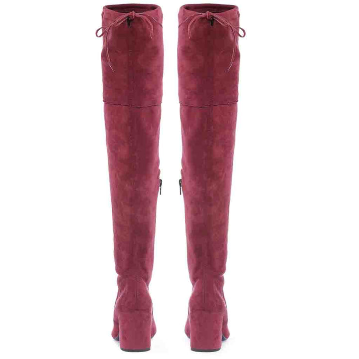 Saint Luisa Maroon Stretch Suede Above The Knee thigh high Boots