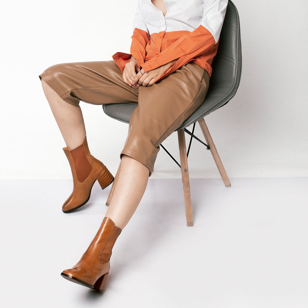 Saint Reagan Rust Distressed Leather  High Ankle Boots