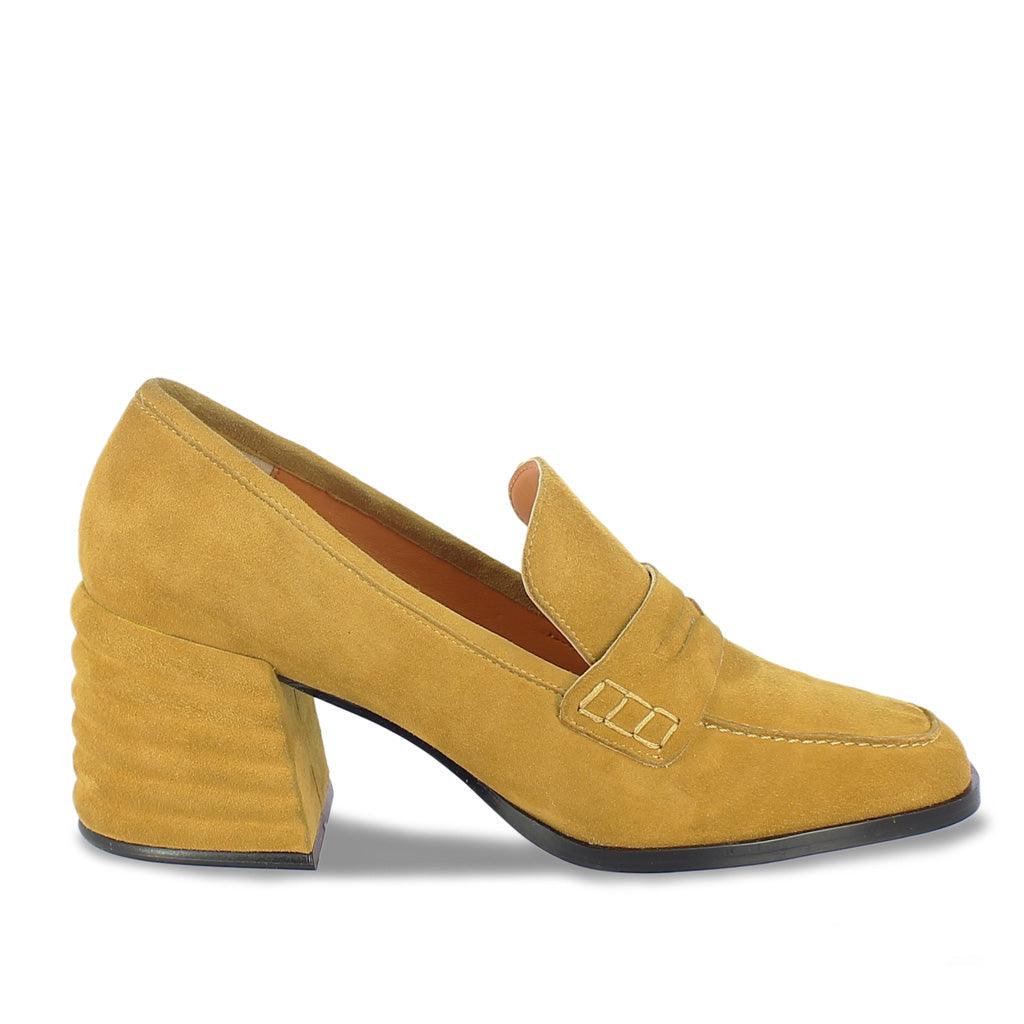 Mustard Suede Leather Handcrafted Shoes for women mocassins