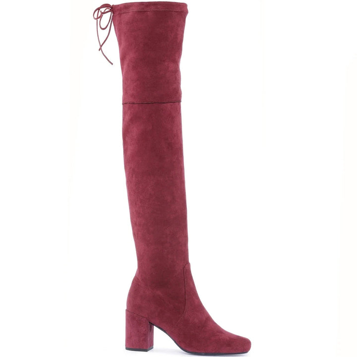 Maroon Stretch Suede Above The Knee thigh high Boots for women