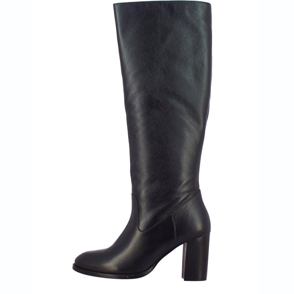 Saint Claretta Black Leather Knee High Heeled Boots - SaintG UK