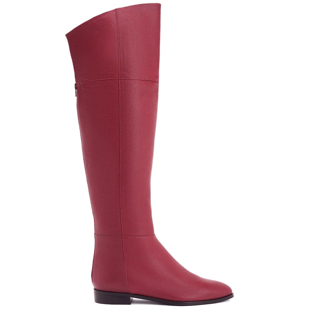 Burgundy Leather Above The Knee Boots for womens
