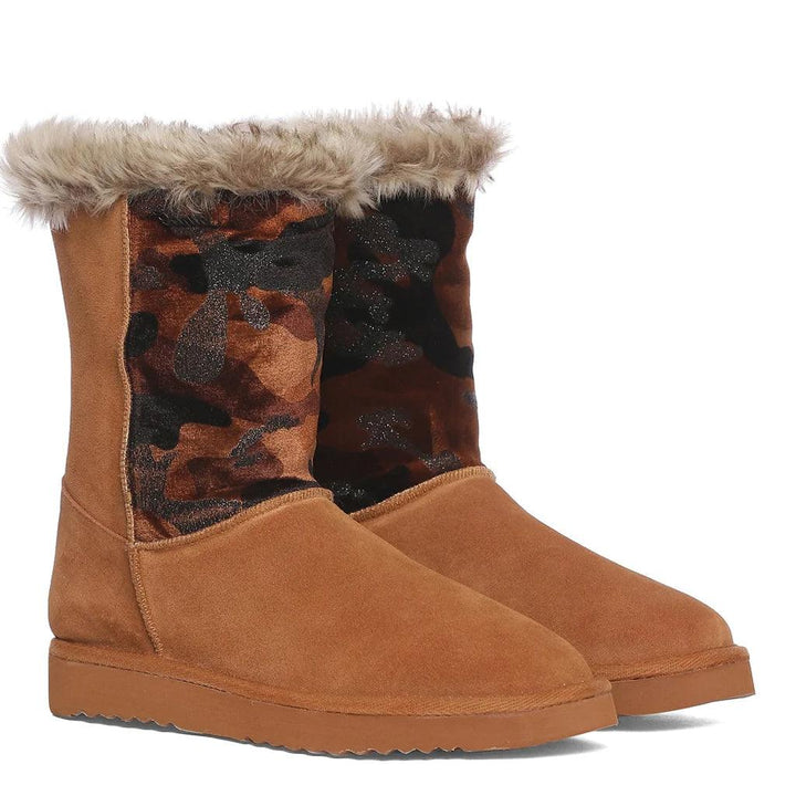 Saint Honora Tan Camo Italian Fabric-Leather Snug Boots - SaintG UK
