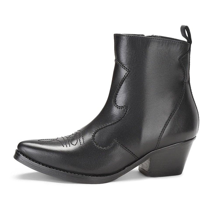 Saint Fausta Black Stitched Leather handcrafted Ankle Boots - SaintG UK