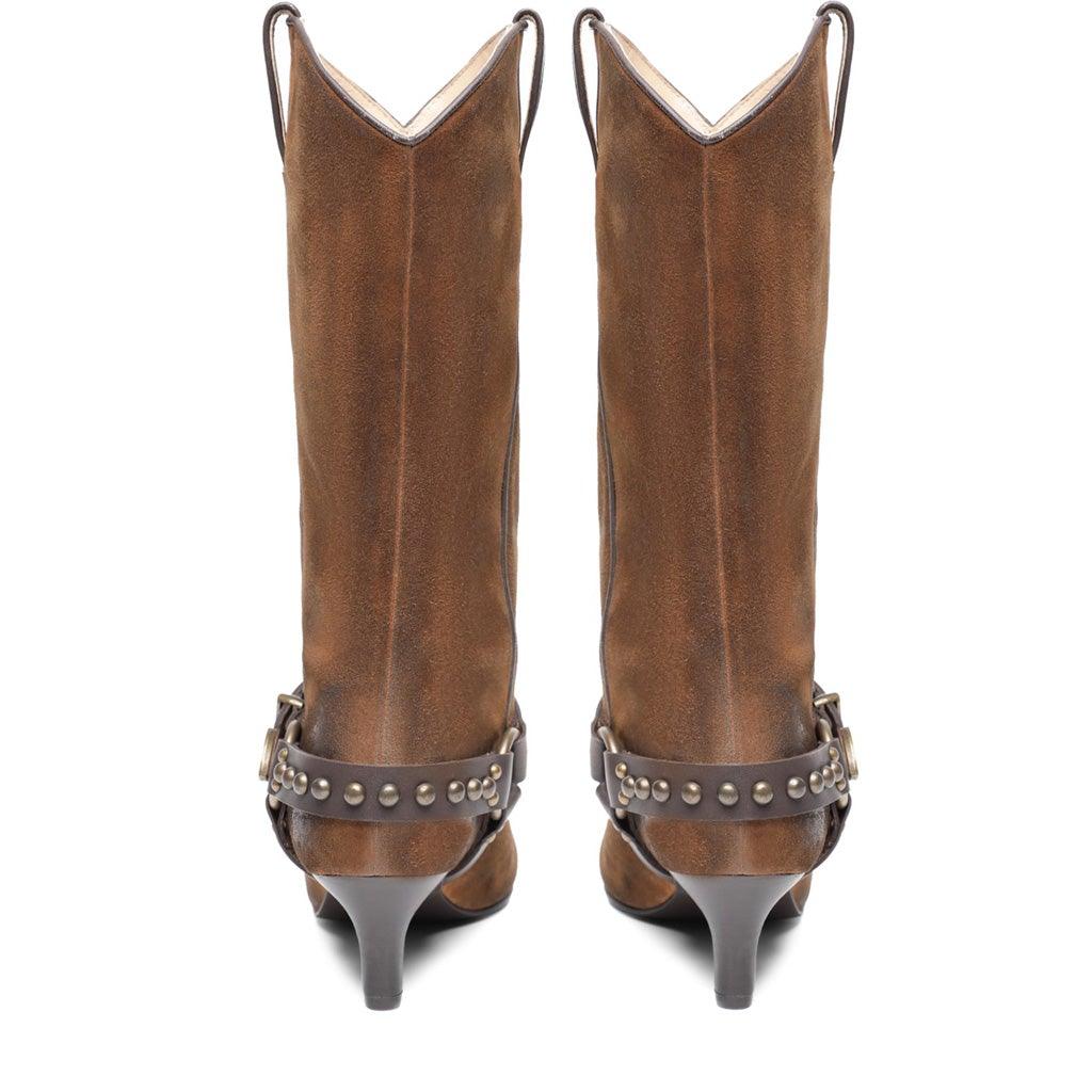Saint Zoi Tan Leather cowboy Calf Boots - SaintG UK