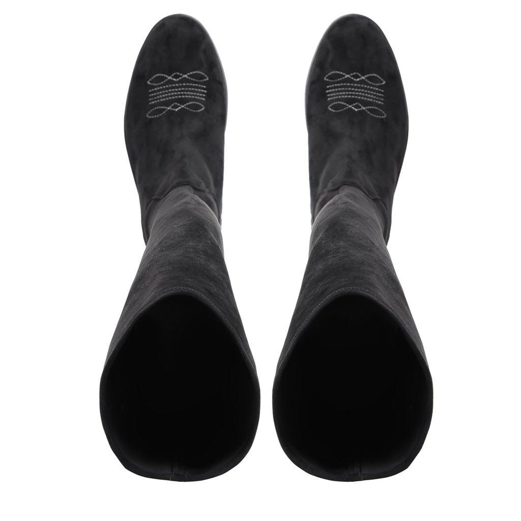 Saint Eirini Black Stretch Fabric Above The Knee Boots - SaintG UK