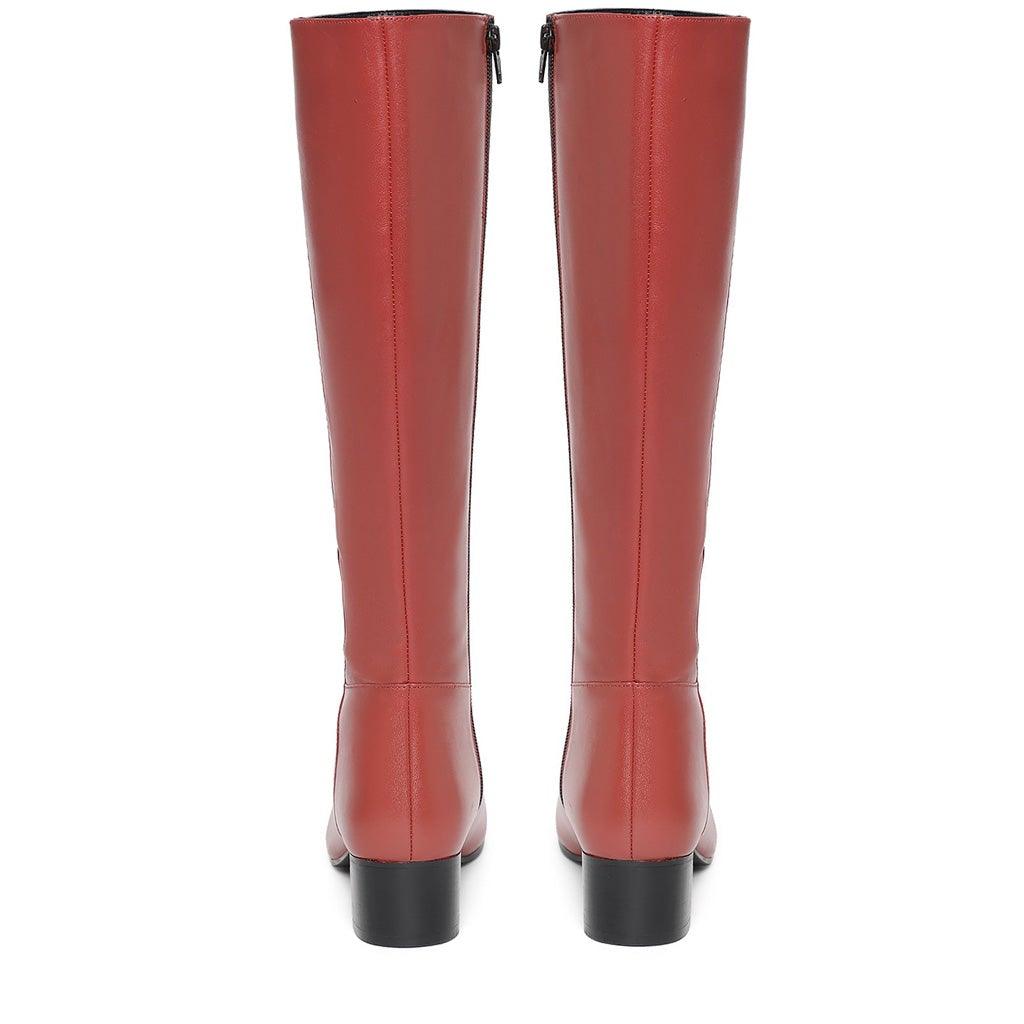 Saint Esther Red Leather Knee High Boots - SaintG UK