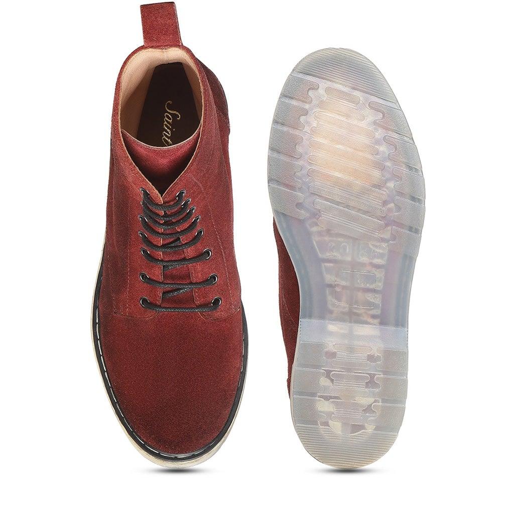 Saint Kiara Red Suede Leather Ankle Boot - SaintG UK