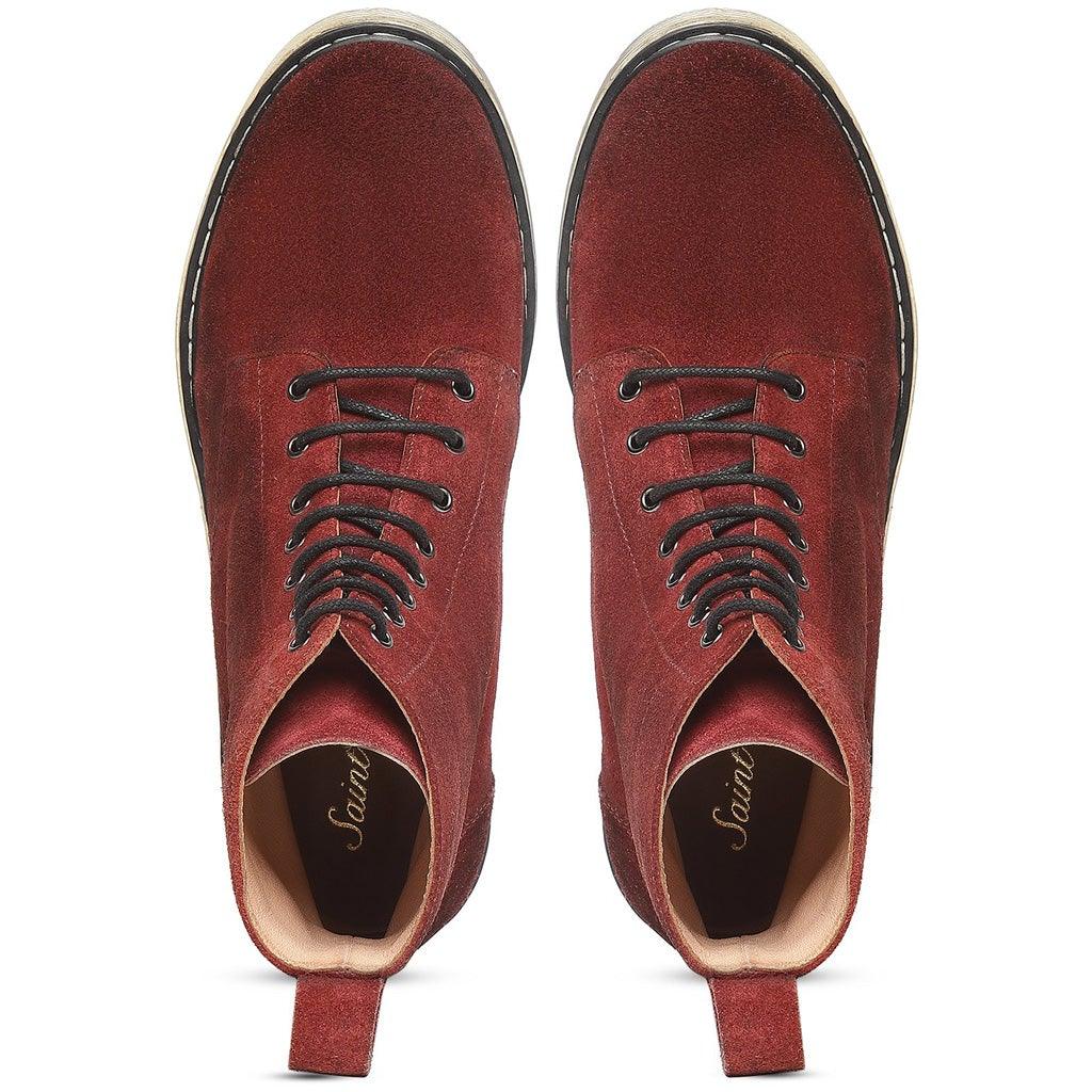 Saint Kiara Red Suede Leather Ankle Boot - SaintG UK