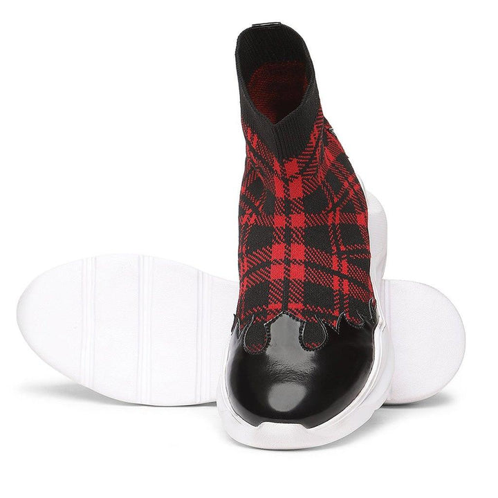 Saint Gratia Red Fab Black Patent Leather Ankle Boot - SaintG UK