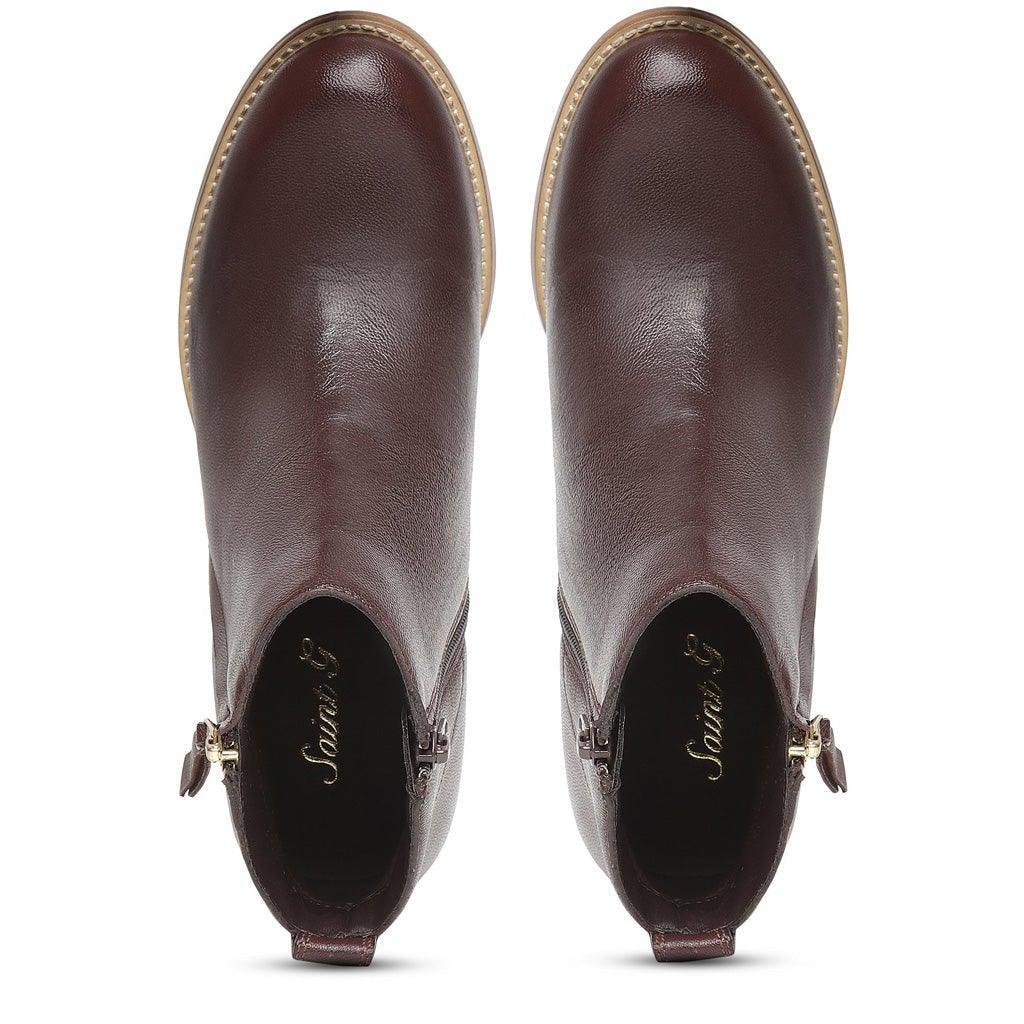 Saint Alexa Brown Leather Ankle Boots - SaintG UK