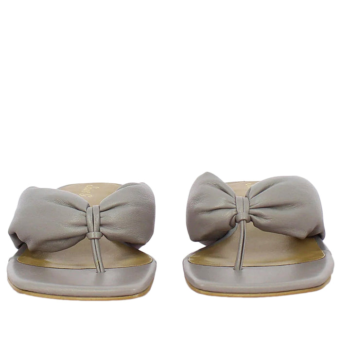 Saint Amorina Lavender Leather Puffy Thong Dress Sandals