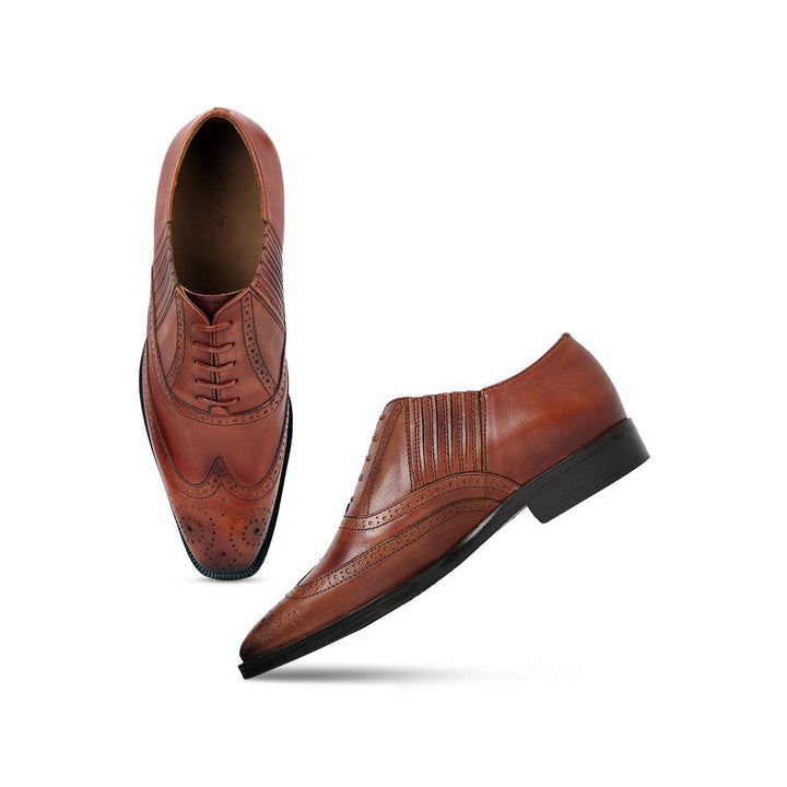 Saint Vincenzo Tan Leather Square Toe Lace Up Décor Shoes - SaintG UK