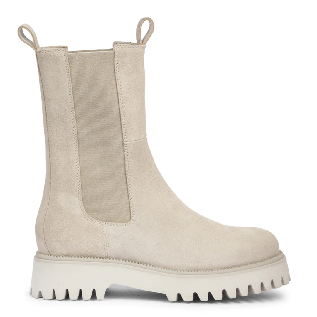 Saint Paolina Ivory Suede Leather High Ankle Boots