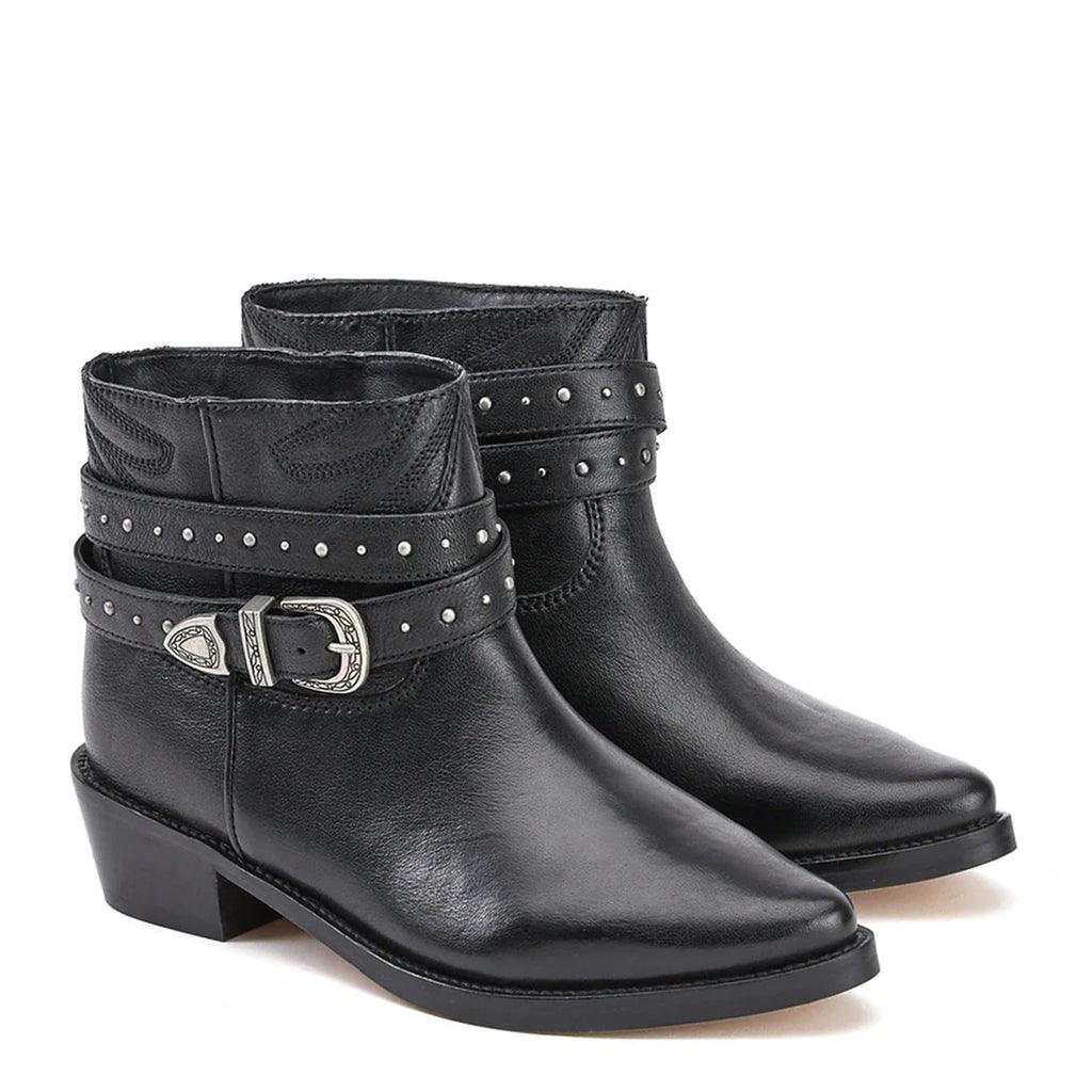 Saint Adrienne Embellished Strap Leather Ankle Boot - SaintG UK