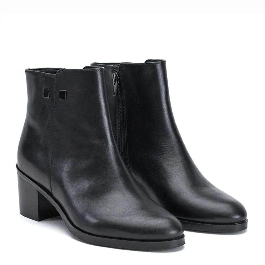 Saint Marta Black Leather Studded Ankle Boots - SaintG UK
