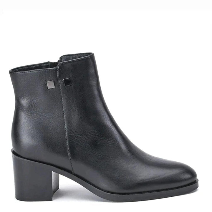 Saint Marta Black Leather Studded Ankle Boots - SaintG UK