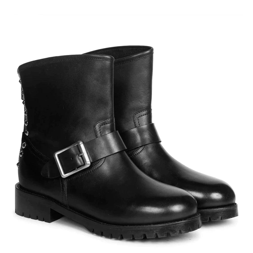 Saint Marcella Metal Studded Black Leather Ankle Boots - SaintG UK