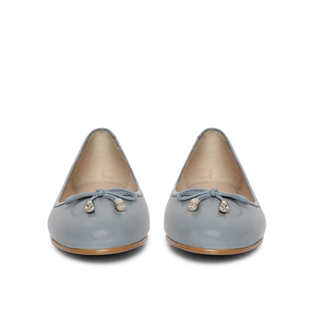 Saint Damita Blue Leather Handcrafted Ballet Flats - SaintG UK