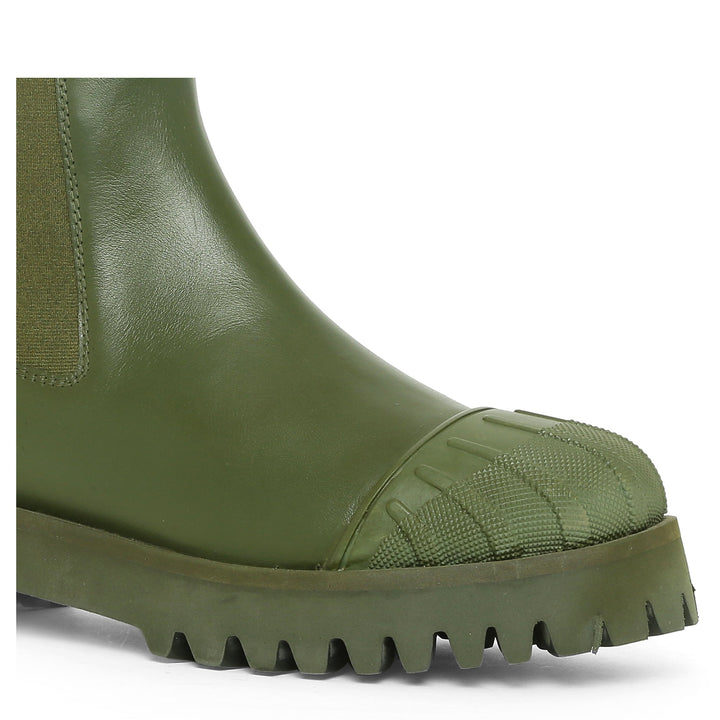 Saint Isla Green Leather High Ankle Boots