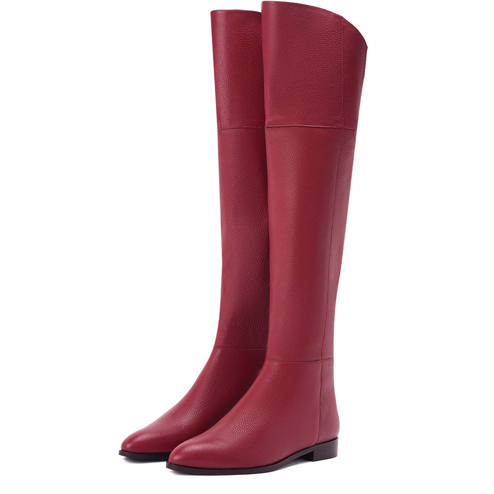 Saint Grace Burgundy Leather Above The Knee Boots