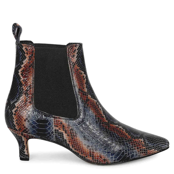 Saint Chloé Snake Print Leather Kitten Heel Ankle Boots