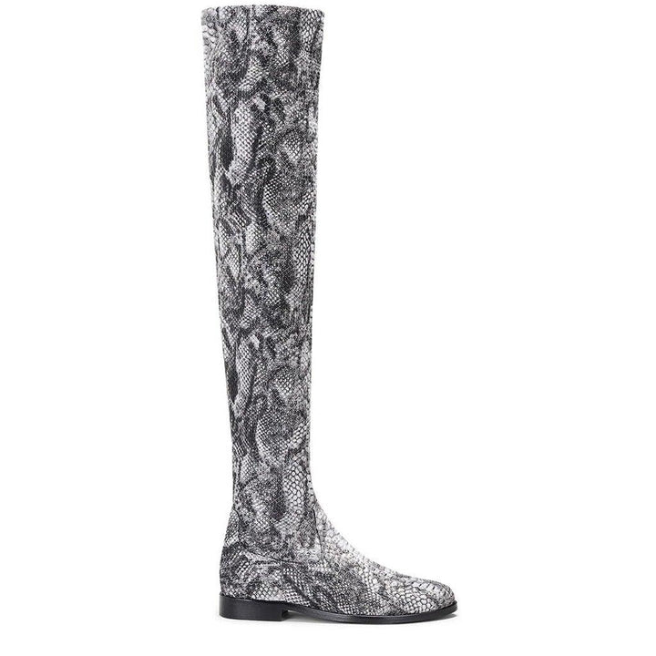 Grey Stretch Fabric Above The Knee Boots for women