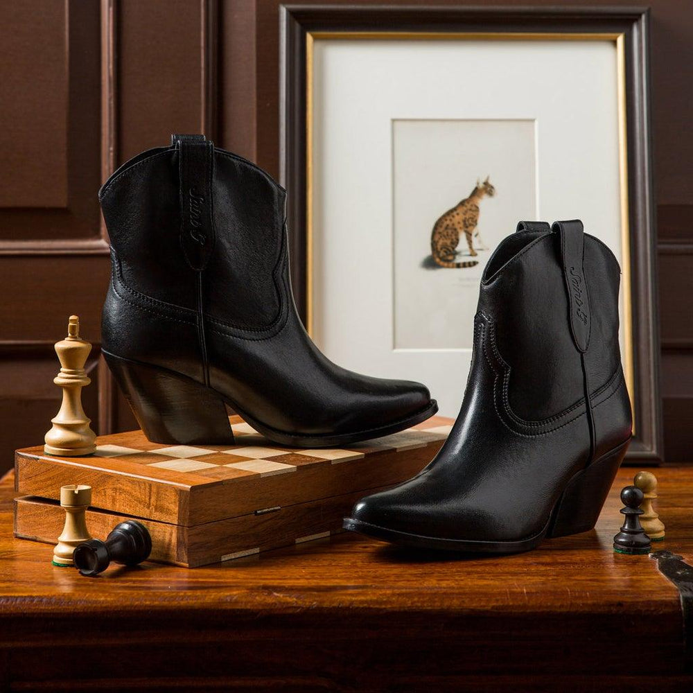 Saint Giulia Black Leather Handcrafted Ankle Boots - SaintG UK