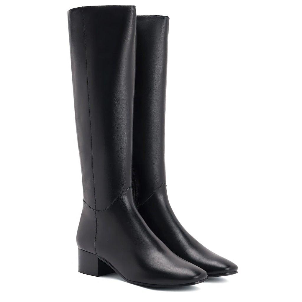 Saint Ivanna Black Leather Knee High Boots - SaintG UK