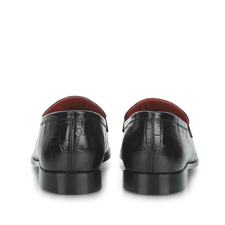 Saint Callisto  Black Croco Leather Embossed Moccasin Shoes - SaintG UK