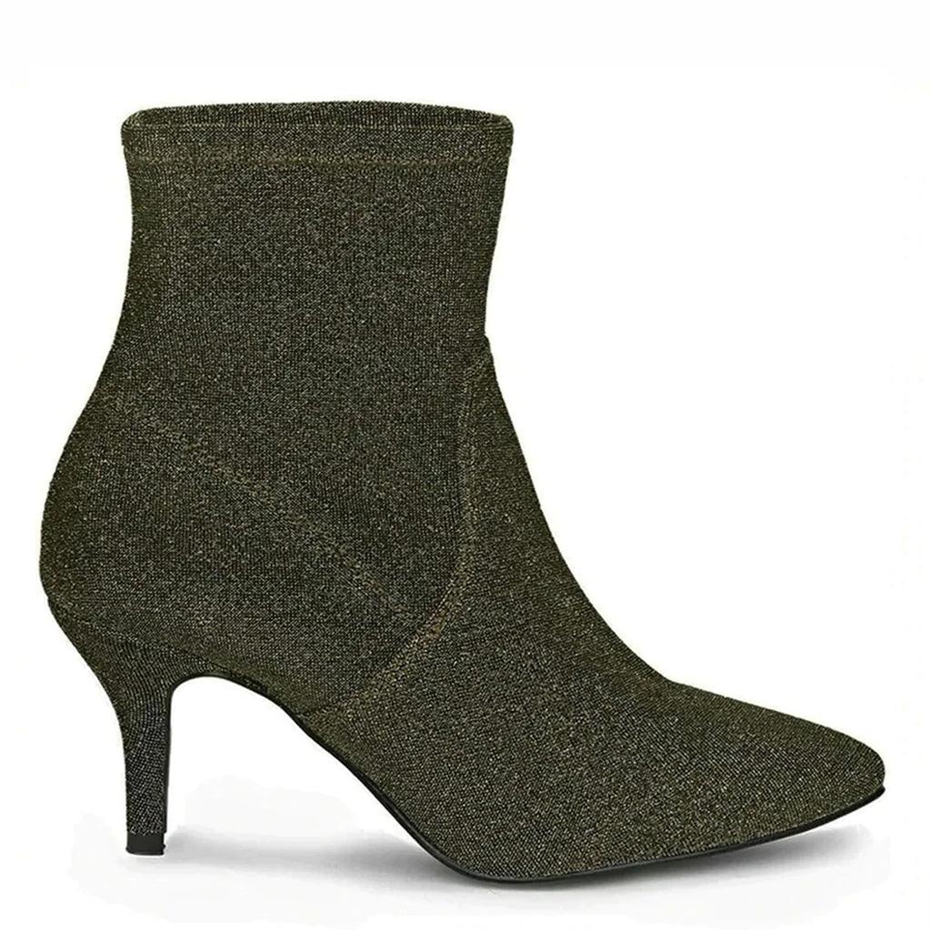 Saint Callista Gold Glitter Stretch Fabric Pointed Toe Ankle Boots - SaintG UK
