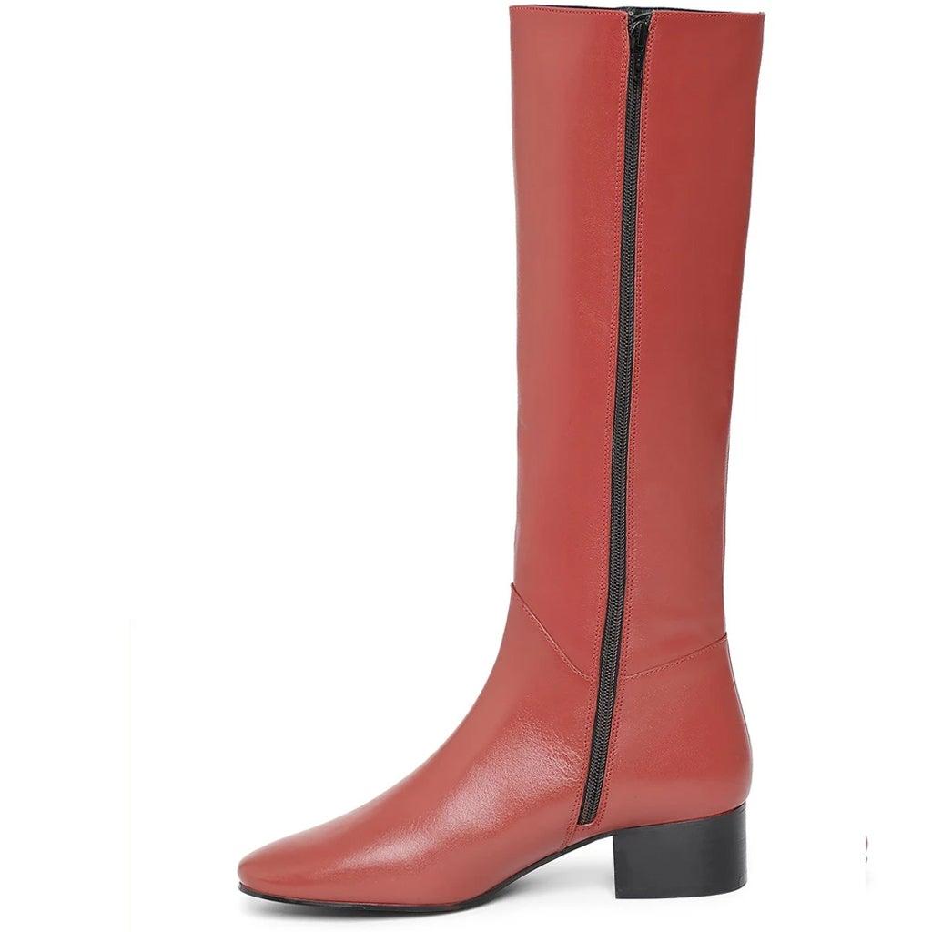 Saint Esther Red Leather Knee High Boots - SaintG UK
