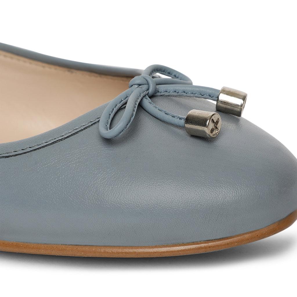 Saint Damita Blue Leather Handcrafted Ballet Flats - SaintG UK