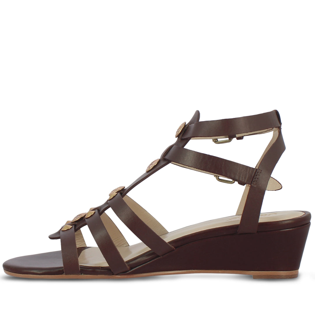 Saint Agata Brown Handcraft Leather Wedge Heels