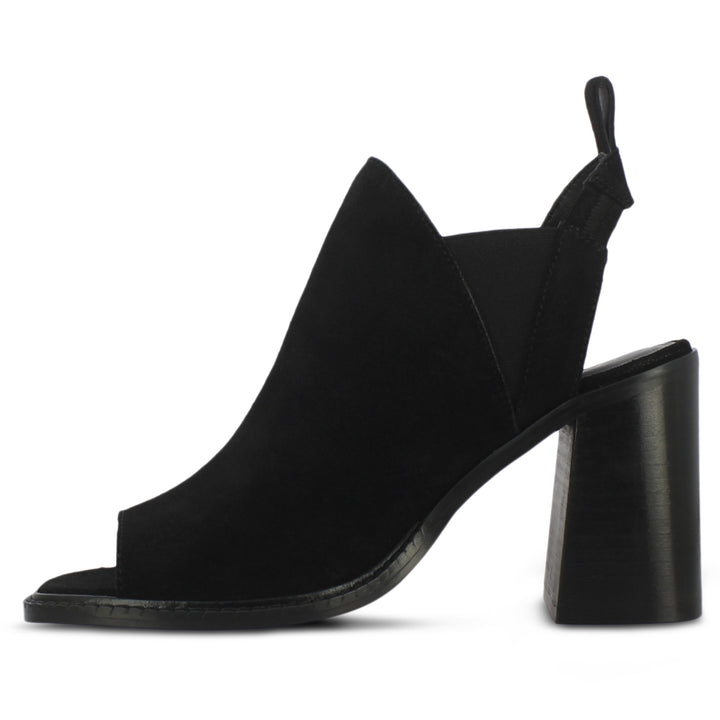 Saint Inez Black Suede Leather Block Heel Mules
