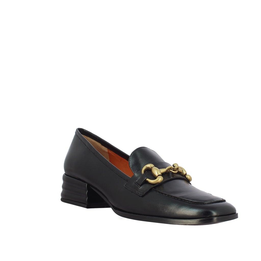 Saint Jenny Black Distressed Leather Handcrafted Shoes - SaintG UK