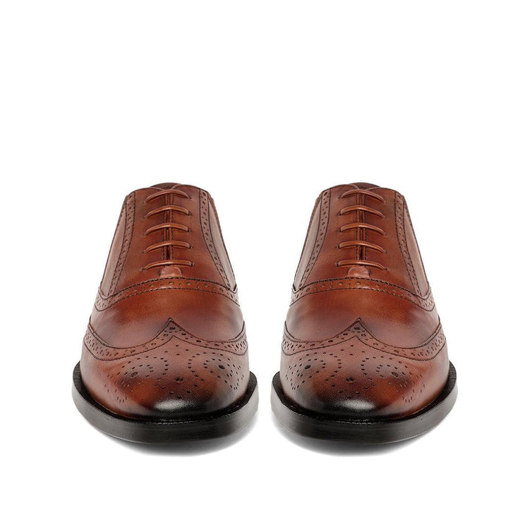 Saint Vincenzo Tan Leather Square Toe Lace Up Décor Shoes - SaintG UK