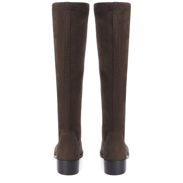 Saint Amy Brown Stretch suede Leather Knee High Boots - SaintG UK
