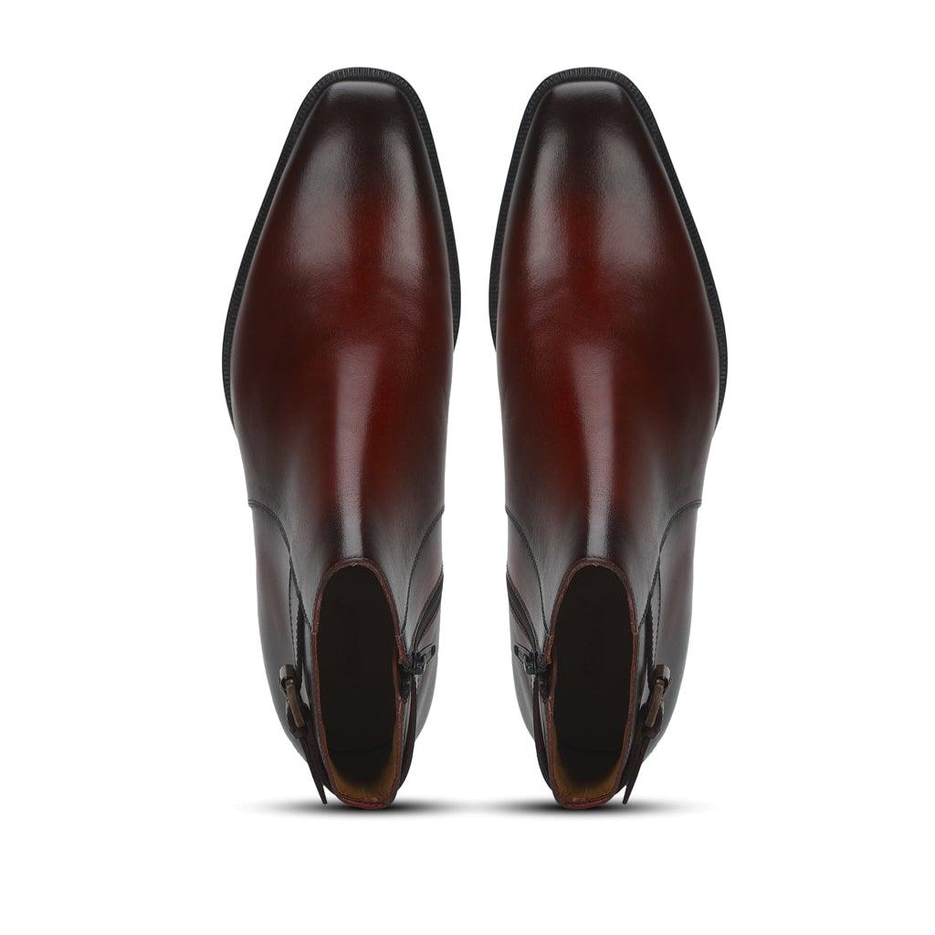 Saint Roger Red Leather Ankle Boot - SaintG UK