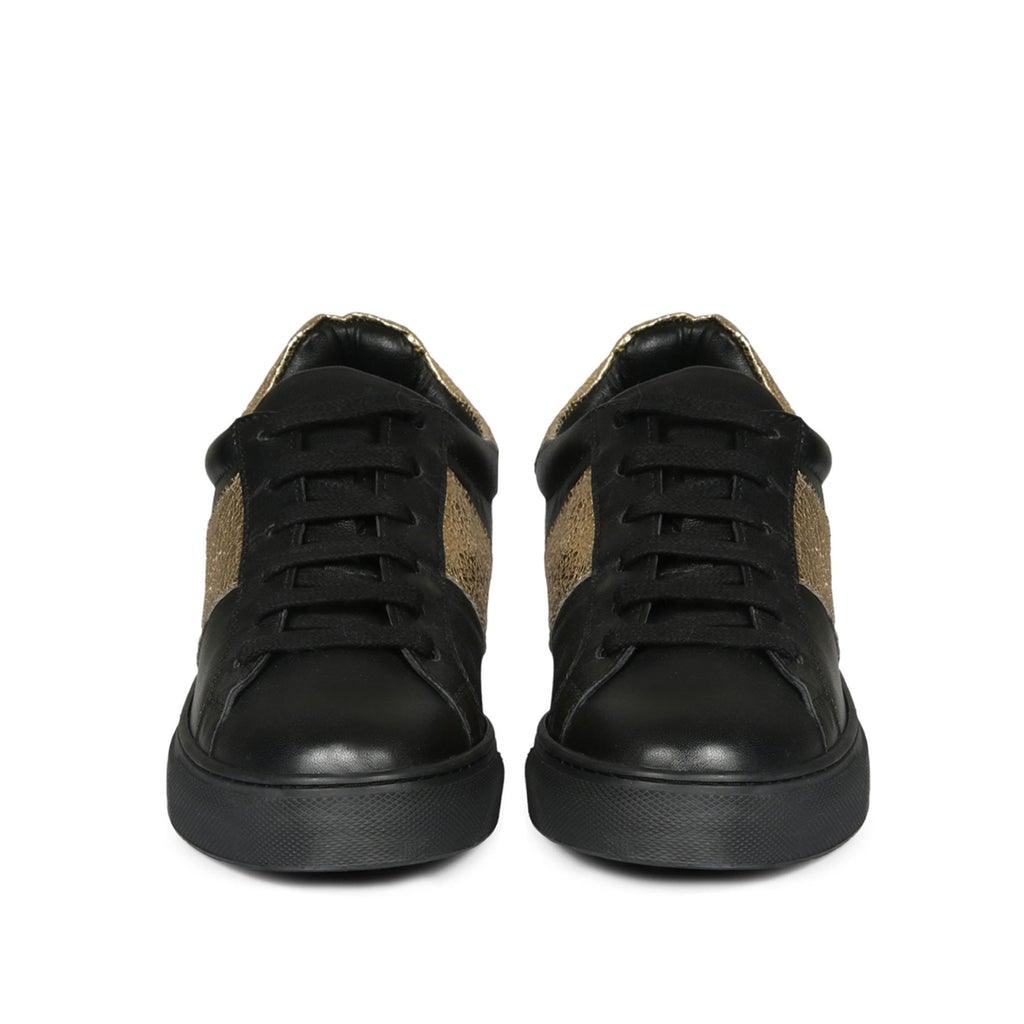 Saint Elen Black and Gold Leather Sneakers - SaintG UK