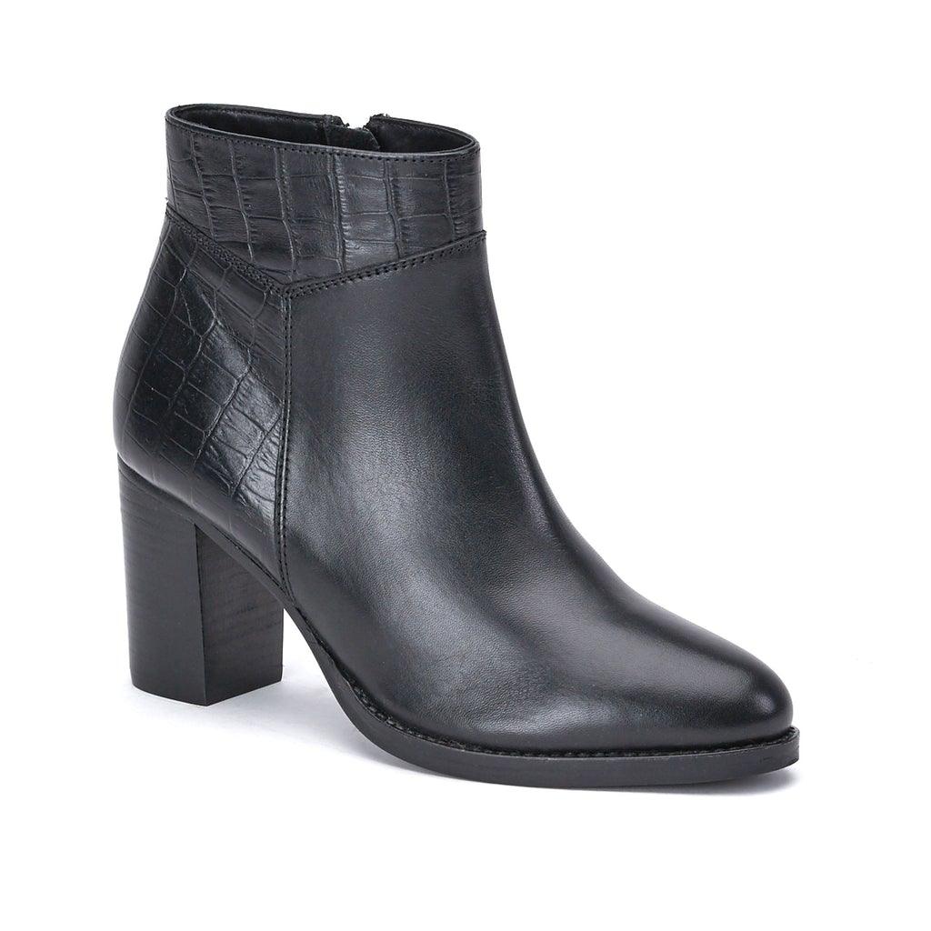 Saint Alexa Black Croco Leather Ankle Boots - SaintG UK