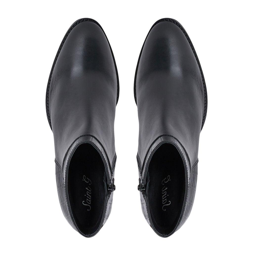 Saint Alexa Black Croco Leather Ankle Boots - SaintG UK