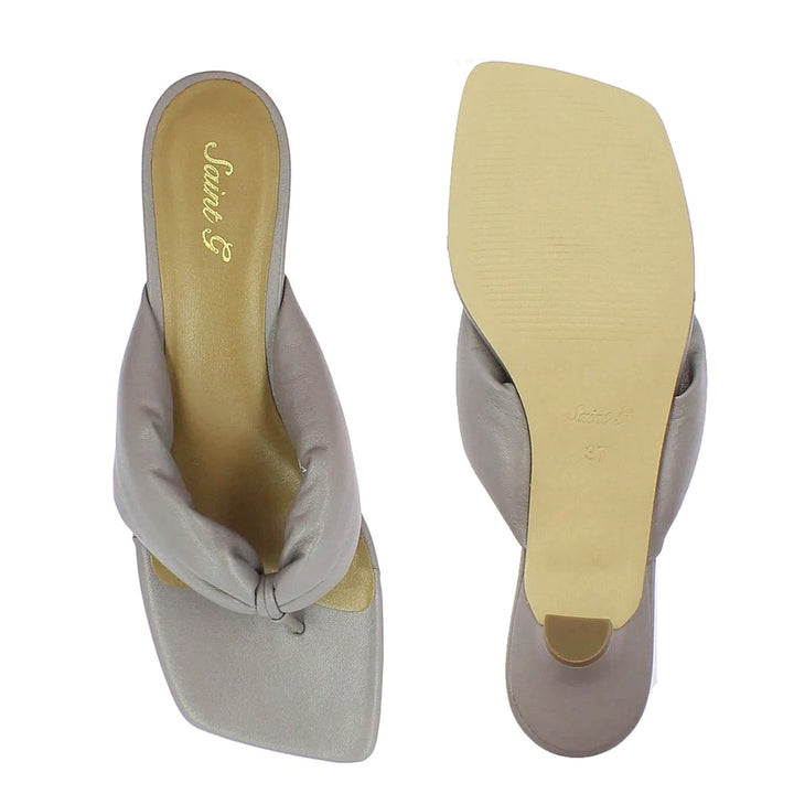 Saint Amorina Lavender Leather Puffy Thong Dress Sandals