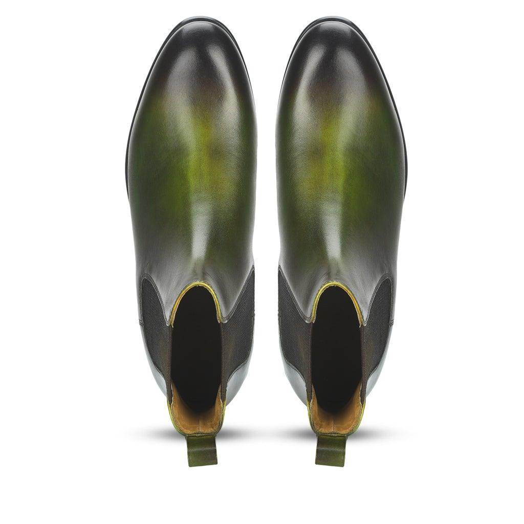 Saint Agostino Two Color Toned Olive Leather Chelsea Boot - SaintG UK