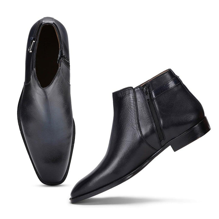 Saint Lothair Dark Blue Two Color Toned Leather Ankle Boot - SaintG UK