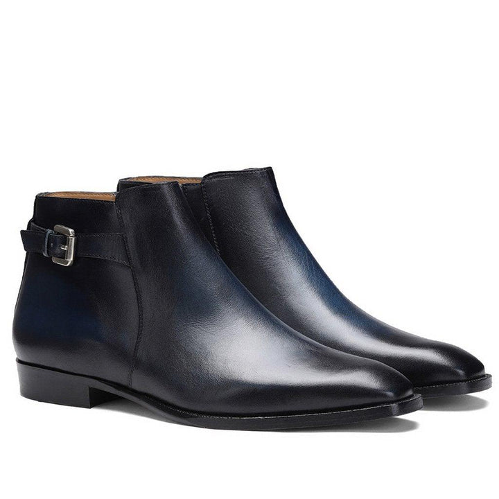 Saint Lothair Dark Blue Two Color Toned Leather Ankle Boot - SaintG UK