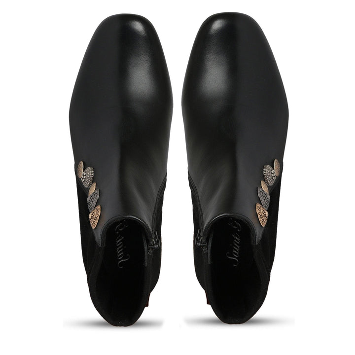 Saint Rita Black Leather Ankle Boots - SaintG UK 