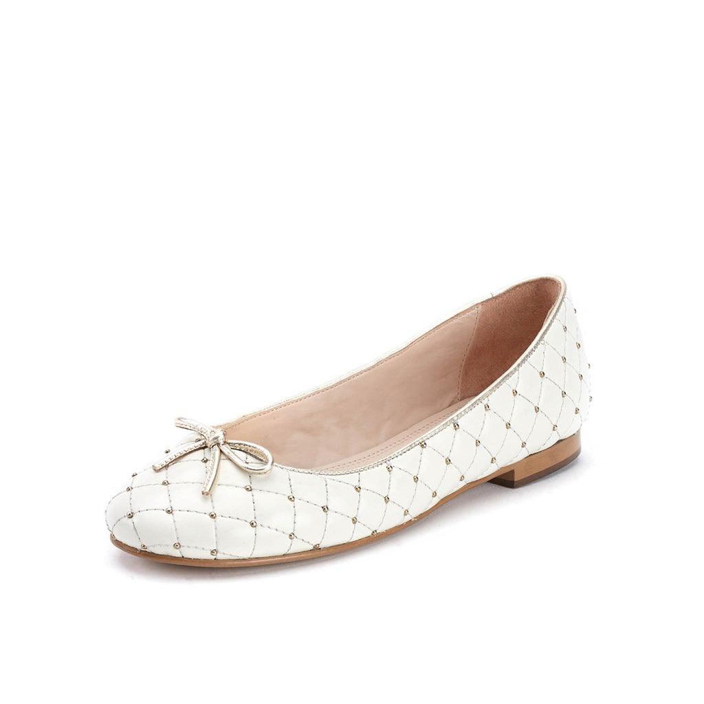 Saint Anya White Leather Ballerina’s - SaintG UK