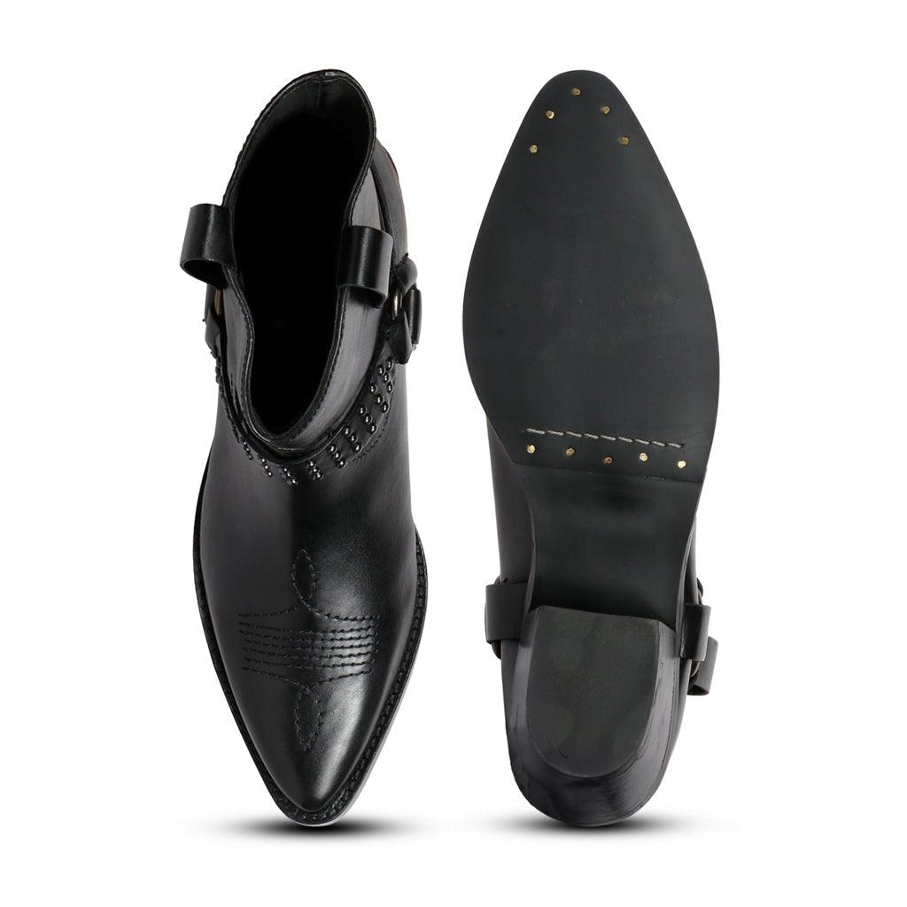 Saint Enrica Metal Studded Black Leather Ankle Boots - SaintG UK